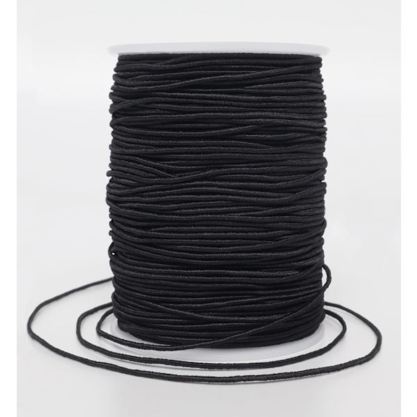 Elastisk snor for armbånd, 1 mm x 110 meter robust, elastisk snor for smykkefremstilling, halskjeder, perling - svart Black Black and White