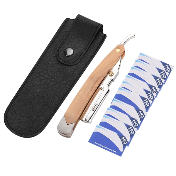 Retro træhåndtag 10 stk. bladhoved barberkniv folde barbermaskine til mænds ansigtsrensning plejeværktøj