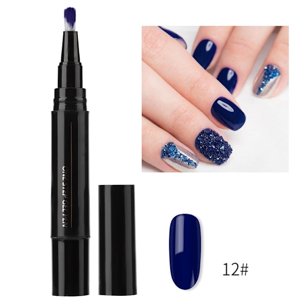 3 i 1 Gelpenna för nagelkonst, gellack, nagellackspenna, pensel #12