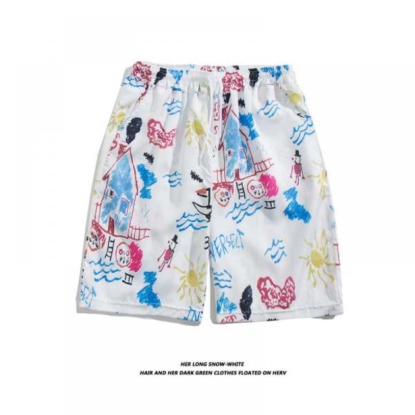 Strandshorts med färgglada print för män Hot Summer Badbyxor Sport löparbaddräkter med mesh -DK7025