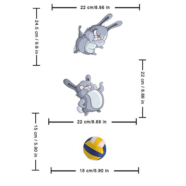 (1 sæt) Påskehare Leg Bold Visker Klistermærke Bøjelig PVC Bil Bagrude Visker Klistermærke (Volleyball)