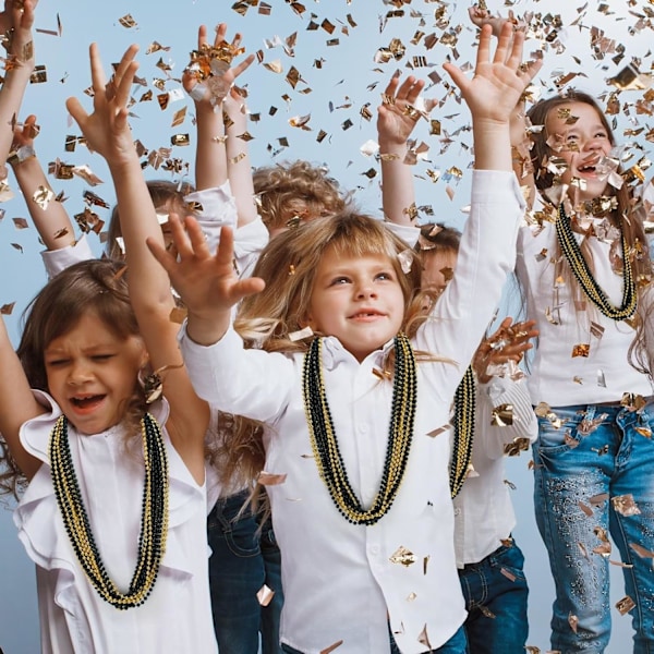 24 stk. Nytårs Eve Bead Party Tilbehør, Sort Guld Bead Halskæde, 33\" Nytårs Eve Bead Halskæder Kvinder Mænd, Festival Parade Th Black and Gold