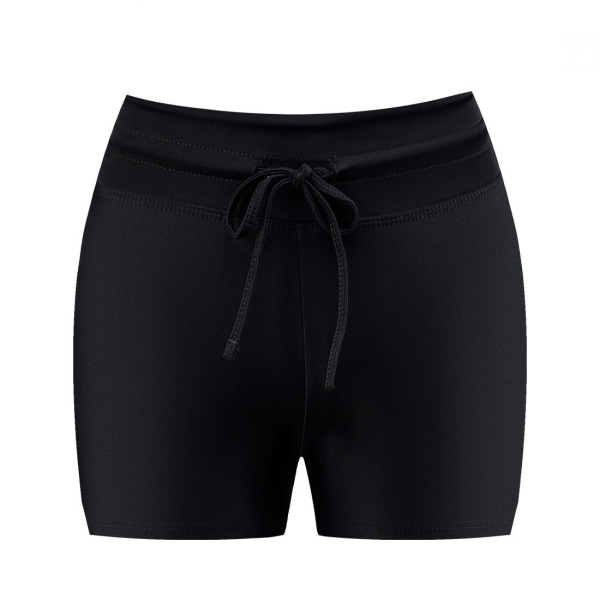 Badshorts för kvinnor med hög midja Baddräkt underdel Baddräkt Pojkshorts Badkläder Bikiniboardshorts, svart, XL