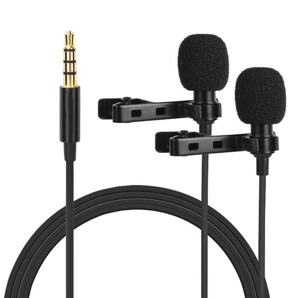 3,5 mm bærbar klips Lavalier krageklipsmikrofon for DSLR-kamera og telefon (4m dobbelthode)