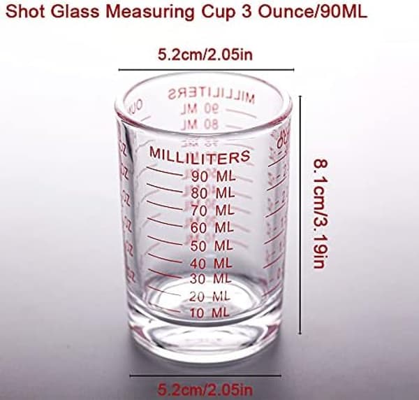 Skottsprutad glasmätkopp 3 Oz/90ml Flytande tunga espressoglaskoppar 2 (Röd 90ml 2-pack)