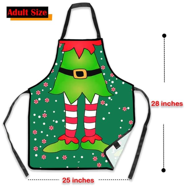 2-pack Jultomte-tema Förklädesset, Vattentäta Kockförkläden för Kök för Matchande Förälder-Barn, Perfekt för Julmatlagning, Ba