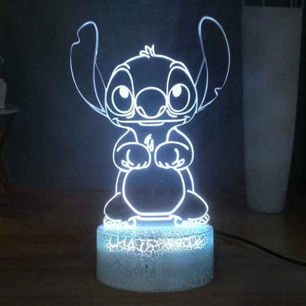 Smuk Stitch 3D LED-nattelys, tegneserie Lilo & Stitch bordlampe, pigers skrivebordslampe, baby soveværelse sovende nattelampe, sengebordslampe, fødselsdagslys
