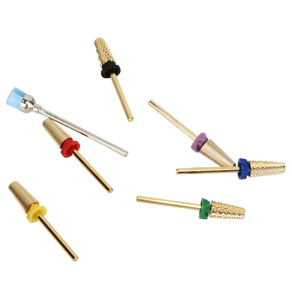 7 st Nail Drill Bits i Rostfritt Stål, Utbytbara Nail Drill Huvuden för Manikyr Slipning