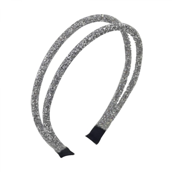 1st Pannband för kvinnor Rhinestone Diamond dubbelkristall sidohårband Vintage hårband Hårbågar Hårtillbehör----Silver