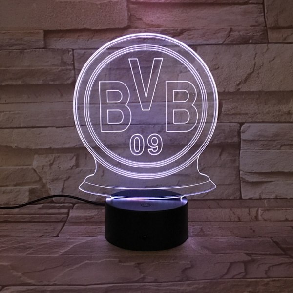 BVB USB 3D Anime Yövalo Tunnelma LED Pöytälamppu Joululahja Jalkapallofaneille Koristelamppu Lastenhuoneeseen, Uni