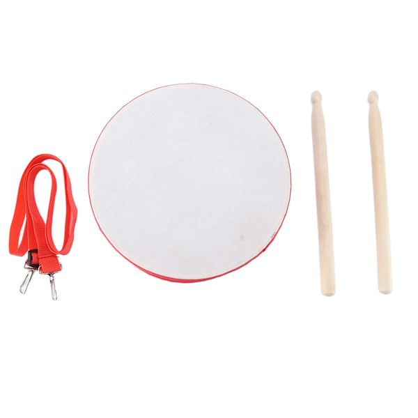 Wood Toy Drum Set Red White Kids Hand Drums with Strap Stick for Toddlers Outdoors