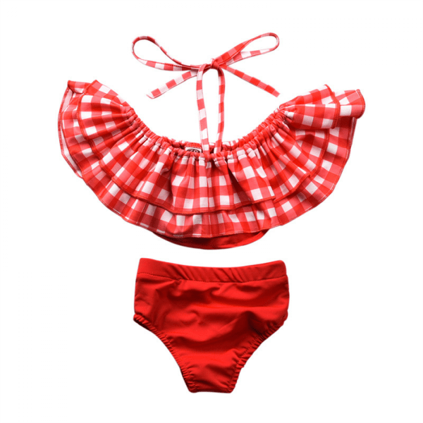 Girls Floral Printing Bathing Suits Ruffle Flounce Two Piece Swimsuits Suitable for 2-3 Years