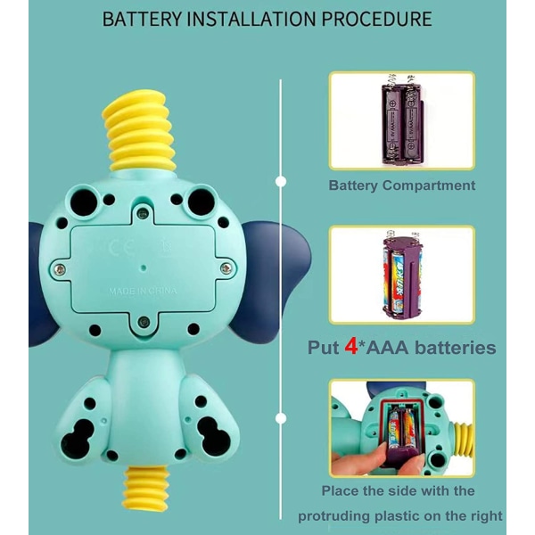 Søt elefant badeleke - Elektrisk automatisk vannpumpe med hånddusj sprinkler-bade leker badekar leker for småbarn babyer barn 3 4 5 år gammel gave