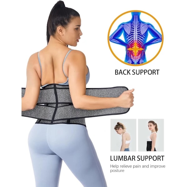 Neopren Taljetræner til Kvinder Slankning Body Shaper Talje Trimmer Cincher Svedbælte M Gray Double Belt With Hook
