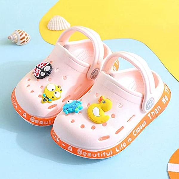 Barn Clogs Pojkar Flickor Söta Cartoon Toddler Sandaler Barn Tofflor ----- Rosa （Storlek 18-19）