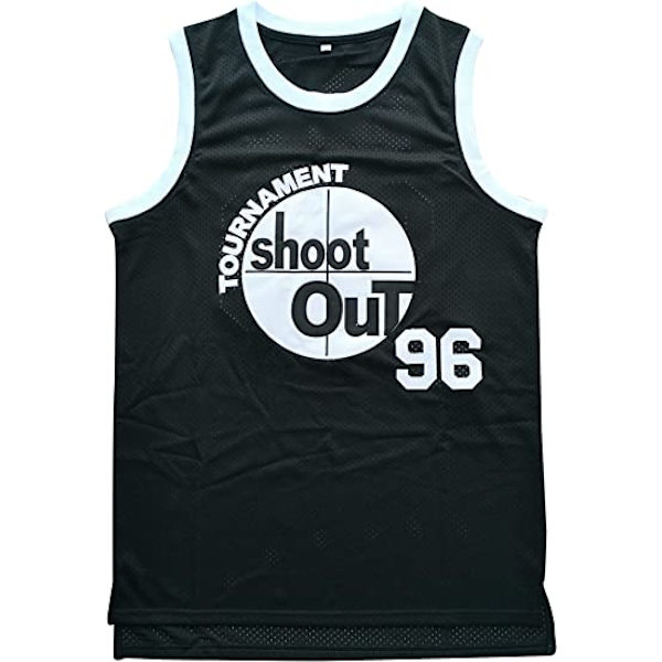 96 Championship Shootout Basketbolltröja Sydd Sportfilmtröja Svart—96  XL