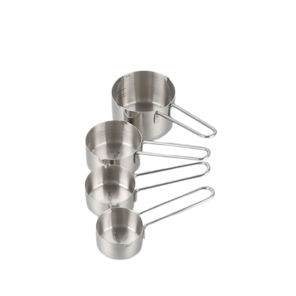 Kök rostfritt stål mätkopp 60-250ml 4-delad set, kök uppvärmning mätkopp, kaffekopp（silvrig）