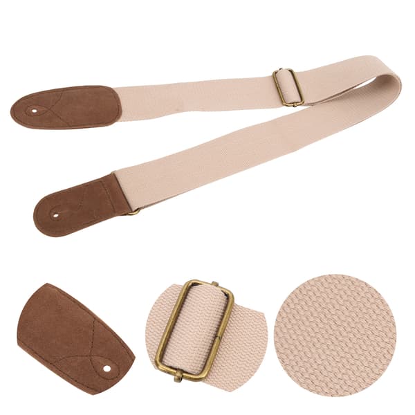 Gitarrrem i bomullsflanell, justerbar, retro-stil, bred axelrem, khaki