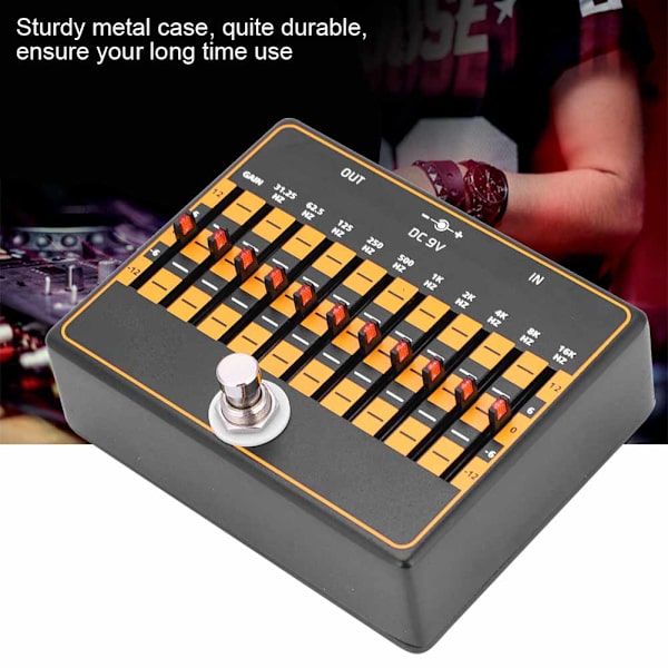 10-bands equalizer effektpedal med kabel för gitarrbastillbehör