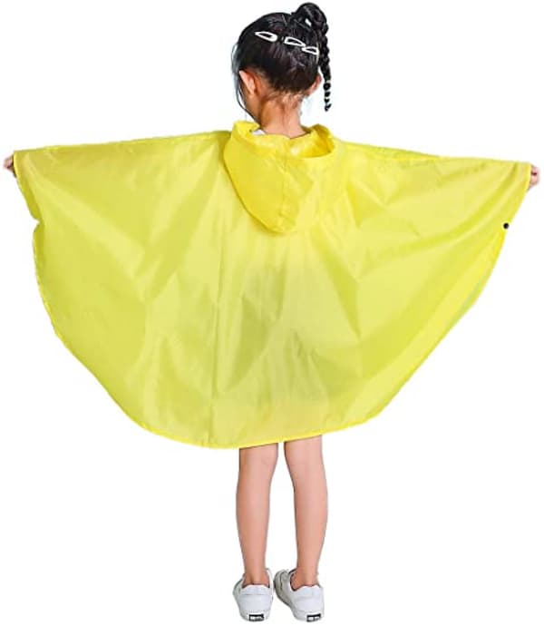 Barn Regn Poncho Huva Jacka Regnrock, Gul, M