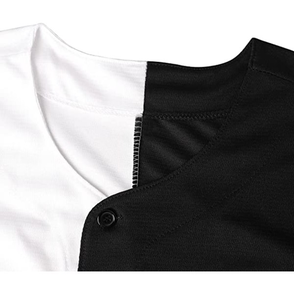 Enfärgad Hip Hop Hip Hop Baseball Uniformer Knappskjortor Sportuniformer Herr Damtröjor svart vit —L