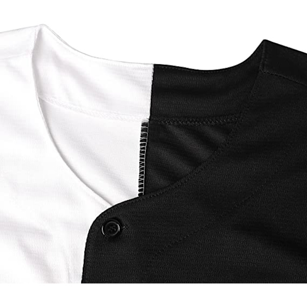 Enfärgade Hip Hop Hip Hop Baseball Uniforms Knappskjortor Sport Uniforms Herr Dam Tröjor svart vit —S
