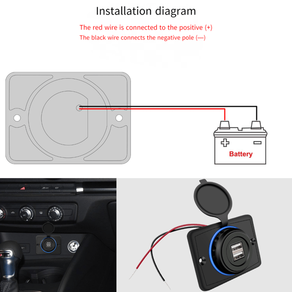 3.1A dobbelt port med LED Iris USB-biloplader, opladning - et sæt