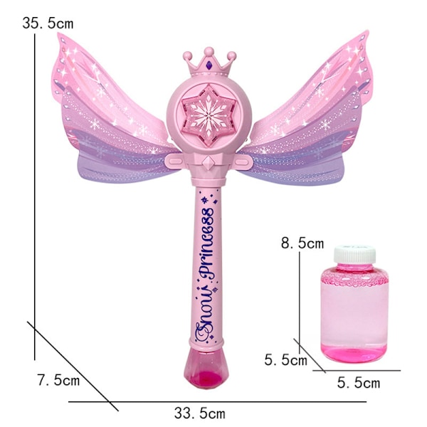 Princess Magic Bubble Wand, Børns batteridrevne boblemaskine, Lys- og musikboblemaskine og boblepuster, Udendørs fest fødselsdag bu