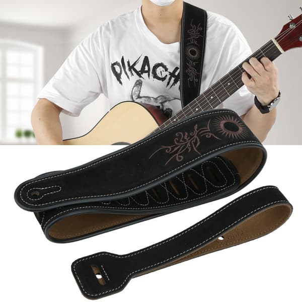 Gitarrrem i matt äkta kohudläder för el- och akustiska gitarrer