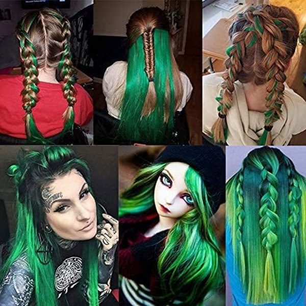 9st 21" färgad klämma i hårförlängningar Gröna hårförlängningar för barn Flickor Clip i gröna hårklämmor hårförlängningar för barn Festhöjdpunkter (Gree