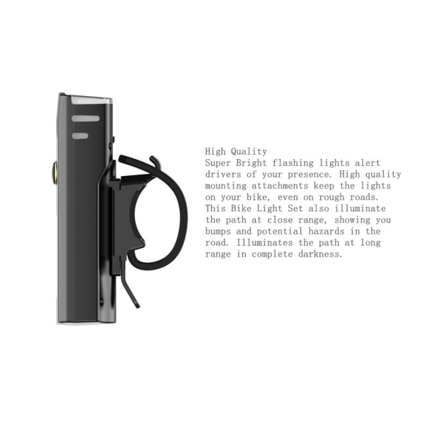 Tysk standard USB uppladdningsbar vattentät cykelstrålkastare-framljus+056 bakljus (ett paket)