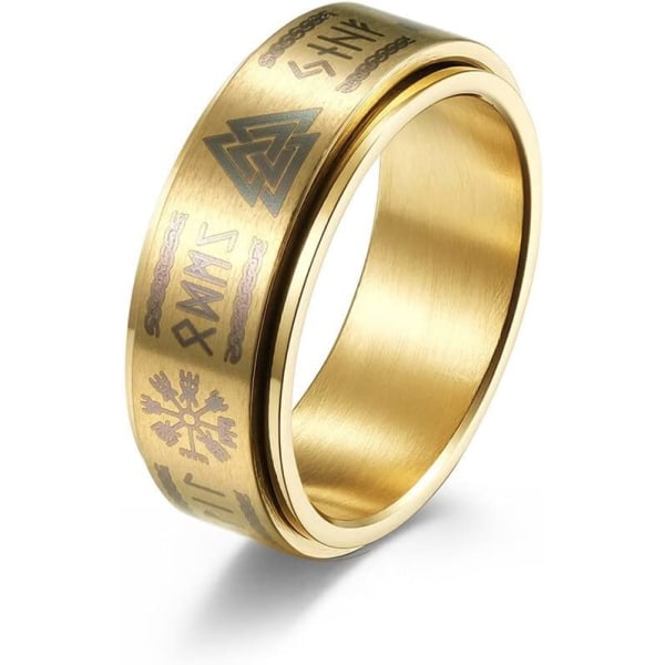 Vintage Viking Rune Ring Män Kvinnor Roterande nordiskt rostfritt stål Odin Triangel Ring Punk Amulett Smycken Gift-6