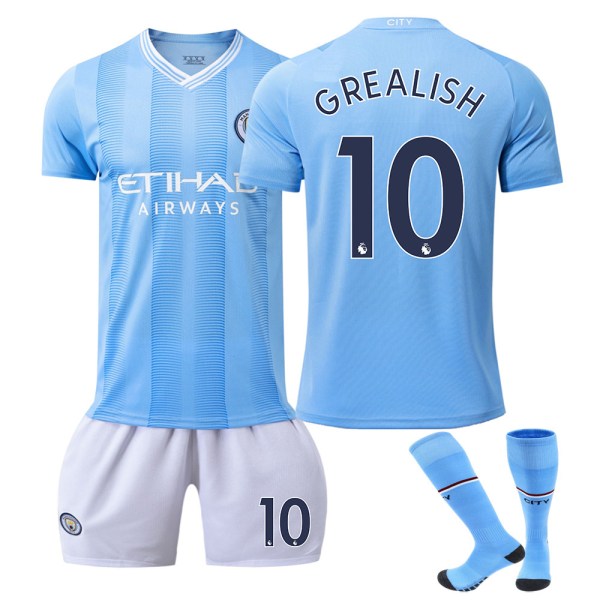 23-24 Manchester City hemma fotbollsdräkt för vuxna barn med strumpor nr 10 Glarish No. 10 Glarish 26