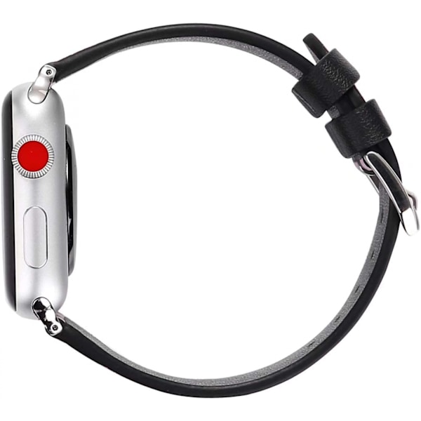 Sødt prikket læderarmbånd til kvinder og piger, kompatibel med Apple Watch Series 6/SE/5/4 40mm og Series 3/2/1 38mm - Sort med hvid, 38/40mm