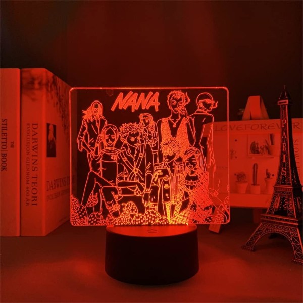USB Anime 3D nattlampa Akryl Manga Nana Team Led Illusion Lamp RGB 7/16 Färg Touch Fjärrkontroll Switch Bord Led LampaBarn Semestergåvor