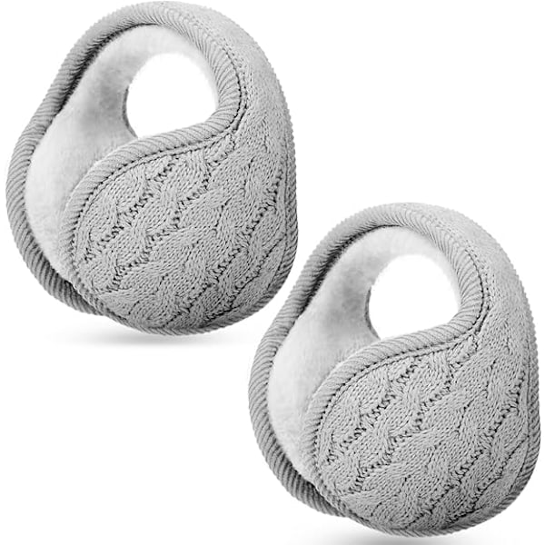 2 par Vikbara Öronvärmare Justerbara Stickade Öronmuffar med Fuzzy Fleece Foder Unisex Luddiga Vinter Öronmuffar