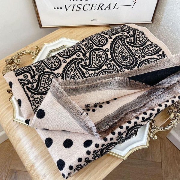 Pehmeä Käsintuntuisen Käsmihuivin Naisille Talvi Lämmin Huivi Suuri Shawl Wrap Lahjat (Beige)