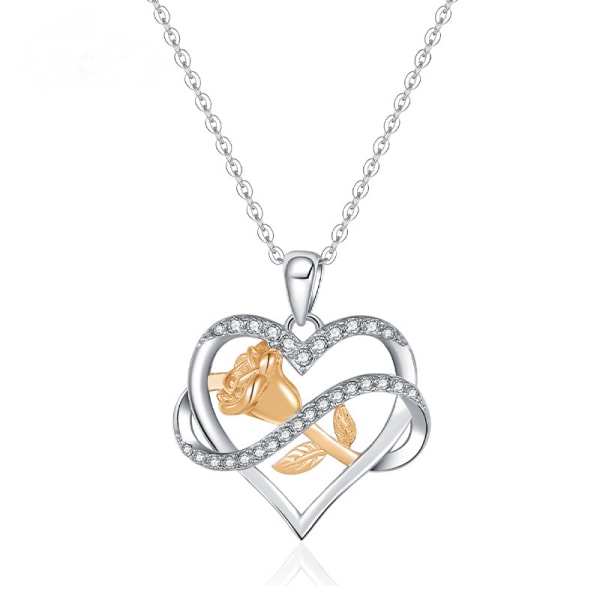 Romantisk Alla hjärtans dag Nyårsgåva Halsband med ädelstenar, Kristallhänge Halsband Smycken för kvinnor Födelsedagshalsband för kvinnor, Ros