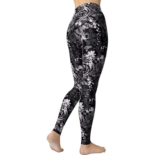 Naisten pehmeät korkeavyötäröiset pitkät printit skinny stretch joogahousut (Printti koko 9)