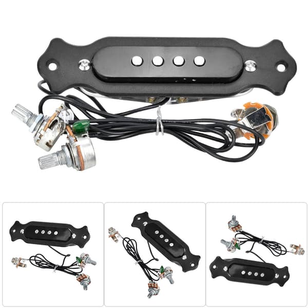 Elektrisk gitarr pickup 4 strängar gitarr tillbehör musikinstrument pickup (svart)