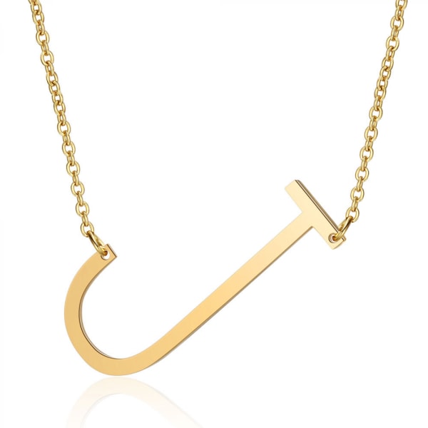 Sidosatt block initial bokstavshänge halsband för kvinnor ---J