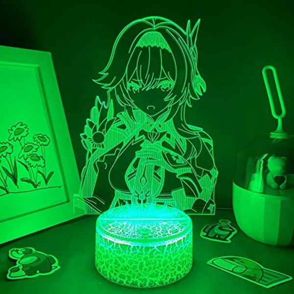 CLYARTPS - Genshin Impact Spilfigur EULA 3D Natlampe Led Lava Lampe Fødselsdagsgave til Ven Gaming Room Bord Farverig Dekoration Jul