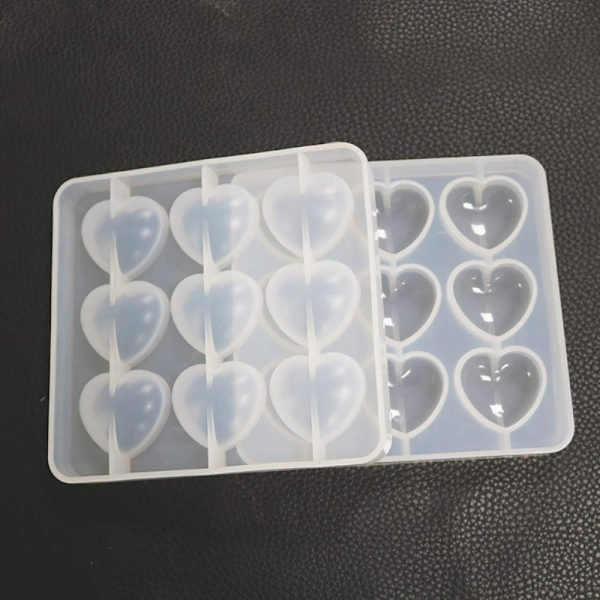 Hjärta Epoxy Form Silikonform 9st 3 x 2,8cm Resin Love Hjärta Form DIY Hantverk för Nyckelringtillverkning, 1cm Djup