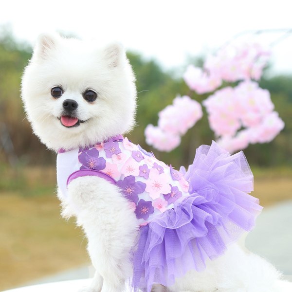 Hundklänning, sommarsöt flickvalpklänning, liten flickhundklänning, blommorsolklänning, kattklänning för valpkjol (XL-storlek)