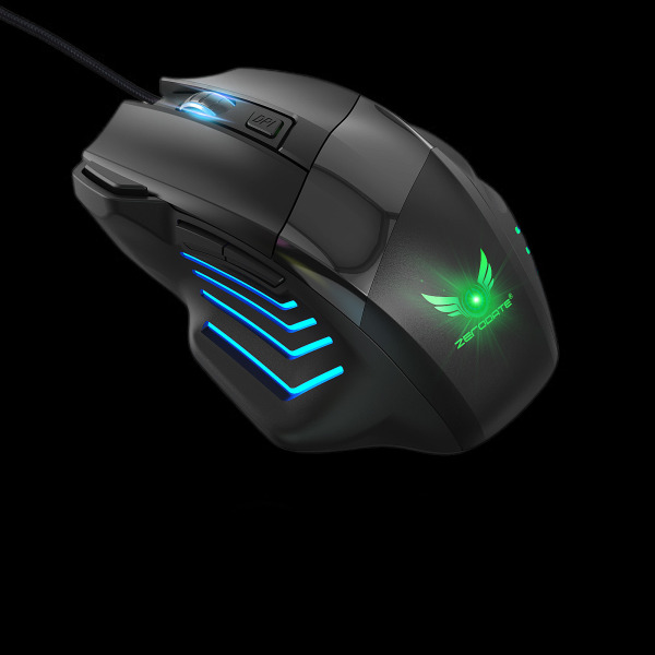 Trådbunden spelmus, USB-datormus, 7-knappars trådbunden optisk mus, upp till 2400 DPI, tyst klick ergonomisk formdesign, mindre handtrötthet, för Win
