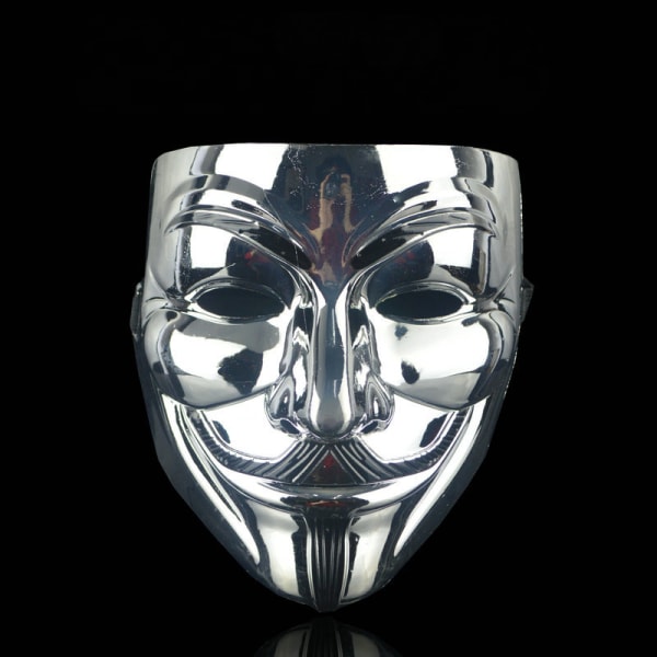 Dianchu Halloween Mask V för Vendetta Hacker Mask, Okänd Man Cosplay Mask Fest Kostym Rekvisita Leksak Pojke Flickor Män Dam Leksaker silver