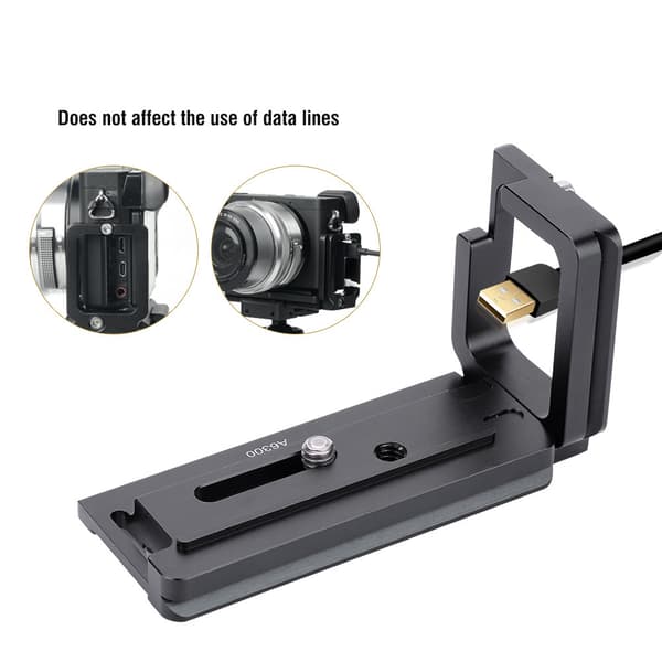 PSL-A6300 L-formad snabbkopplingsplatta i metall för vertikal montering av Sony A6300 A6000 A6500