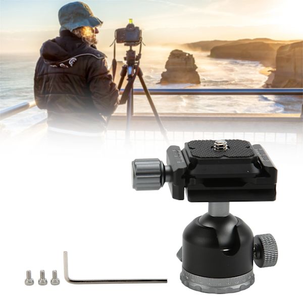 Mini aluminiumlegering kulhuvud 360° panorama kulhuvud med snabbkopplingsplatta bubbelnivå för stativ monopods digitalkameror