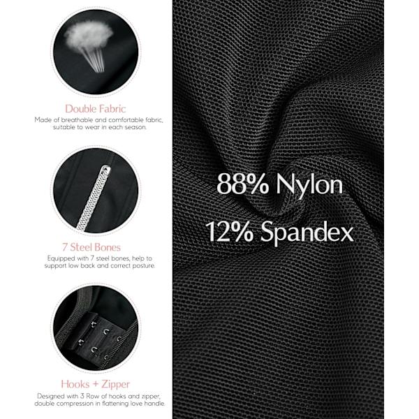Vyötäröä muotoileva korsetti, vetoketjullinen vatsan hallintaan, hengittävä vyötäröä muotoileva alusasu naisille, vartalonmuotoilija, urheilullinen vyö L Black