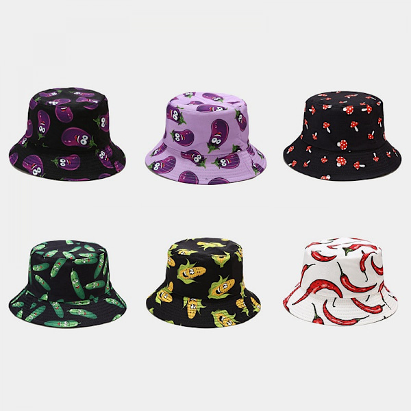 Wekity Sød Spand Hat Strand Fisker Hatte til Kvinder, Reversible Dobbelt-Side-Wear Unisex (Tomat-Sort)